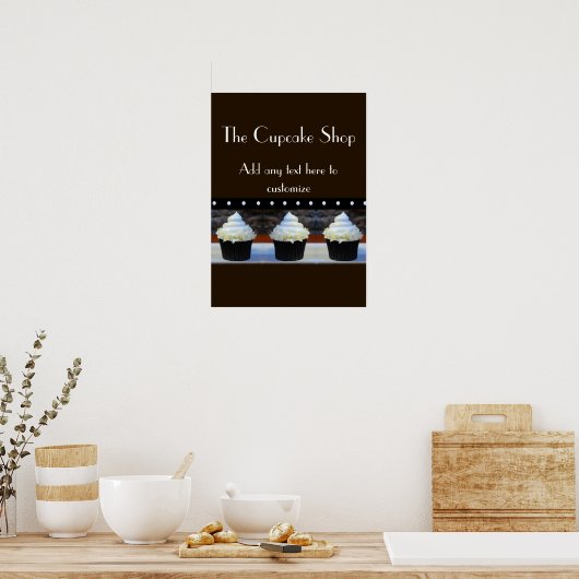 Cupcake Shop Black en Brown Poster (Keuken)