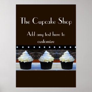 Cupcake Shop Black en Brown Poster