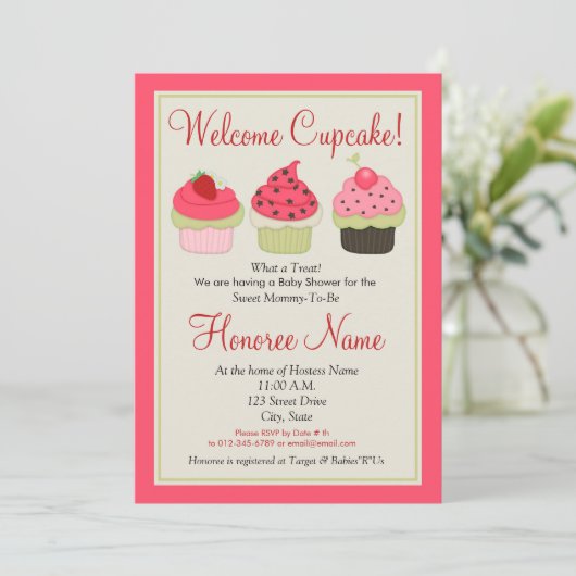 Cupcake Shower-uitnodiging Kaart (Staand voorkant)