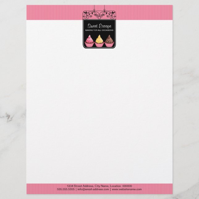Cupcake Sign Bakkerij Gepersonaliseerd Briefhoofd (Voorkant)