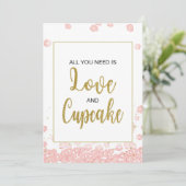 Cupcake Sign Vrijgezellenfeest | Roze en Goud Kaart (Staand voorkant)