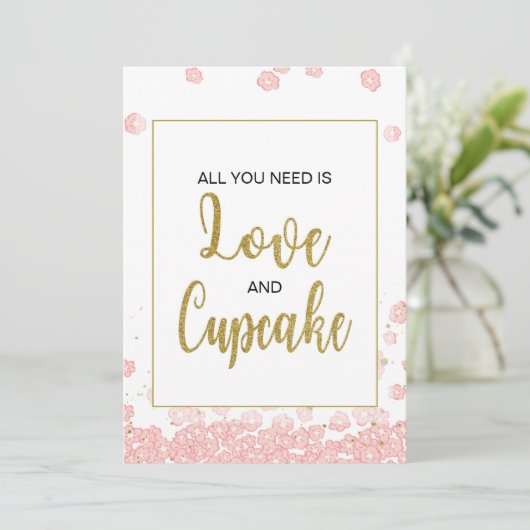 Cupcake Sign Vrijgezellenfeest | Roze en Goud Kaart (Staand voorkant)