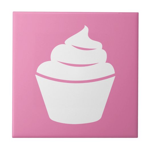 Cupcake silhouet aangepaste vierkante keuken tegeltje (Voorkant)