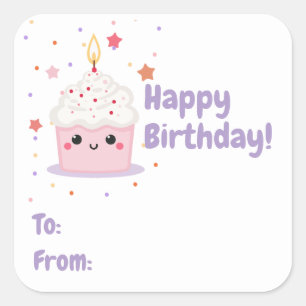 Cupcake Smile Verjaardag Vierkante Sticker