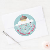 Cupcake sneeuwvlok wolken Kerstmis gepersonaliseer Ronde Sticker (Envelop)