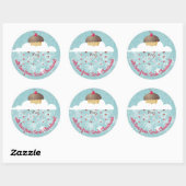 Cupcake sneeuwvlok wolken Kerstmis gepersonaliseer Ronde Sticker (Vel)