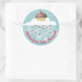 Cupcake sneeuwvlok wolken Kerstmis gepersonaliseer Ronde Sticker (Tas)