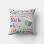 Cupcake Snoep Sweets Sugary Treat Birth Stats Kussen (Achterkant)