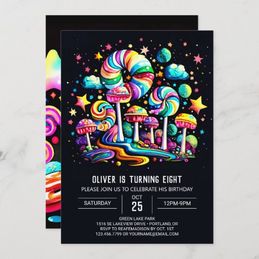 Cupcake Snoep Wonderland Verjaardag Kaart (Voorkant / Achterkant)