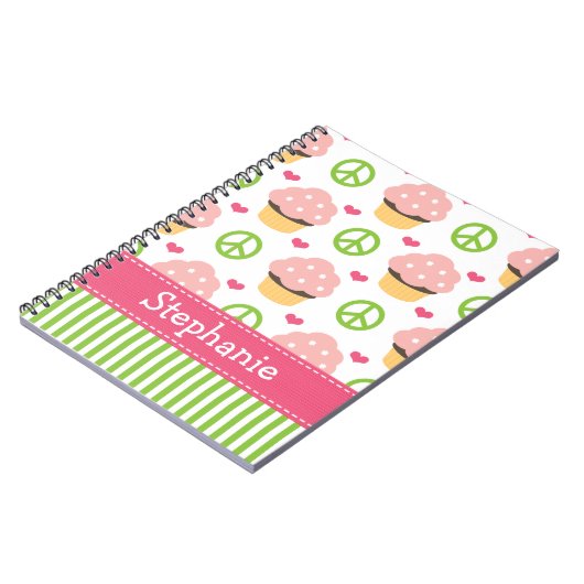Cupcake Spiral notebook Journal Peace Love Notitieboek (Linkerzijde)