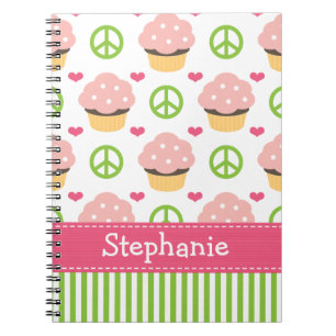 Cupcake Spiral notebook Journal Peace Love Notitieboek