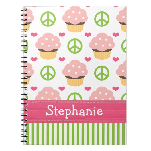 Cupcake Spiral notebook Journal Peace Love Notitieboek (Voorkant)
