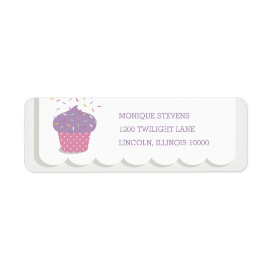 Cupcake Sprinkels Feest Retouradres Label (Voorkant)