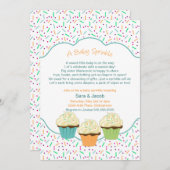 Cupcake Sprinkle Baby shower nodigt neutrale kleur Kaart (Voorkant / Achterkant)