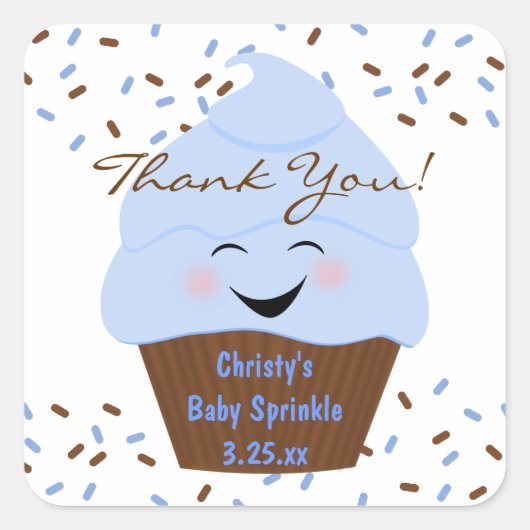 Cupcake Sprinkles Baby Boy Sticker (Voorkant)