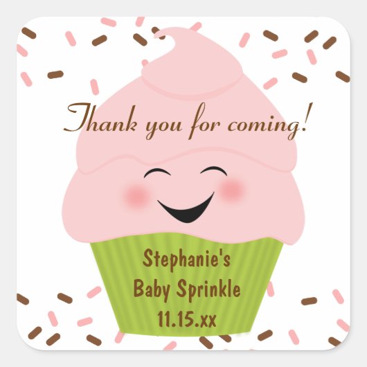 Cupcake Sprinkles Baby Girl Sticker (Voorkant)