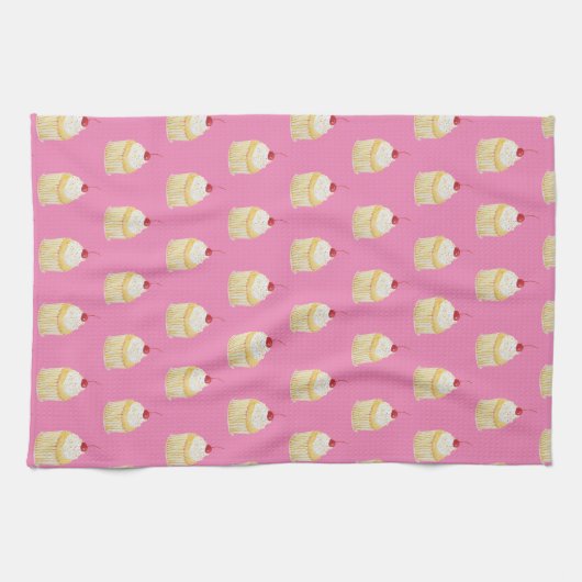 Cupcake Sprinkles Cherry Pattern Kitchen Towel Theedoek (Horizontaal)