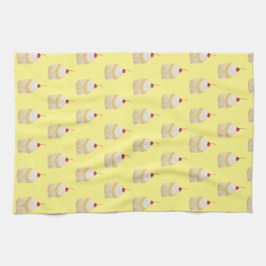 Cupcake Sprinkles Cherry Pattern Kitchen Towel Theedoek (Horizontaal)