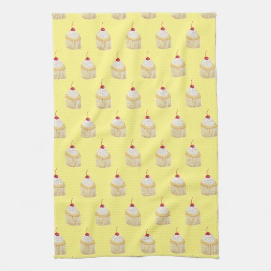 Cupcake Sprinkles Cherry Pattern Kitchen Towel Theedoek (Verticaal)
