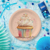 Cupcake Sprinkles Verjaardagspapier Bord (Feest)