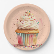Cupcake Sprinkles Verjaardagspapier Bord