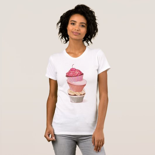 Cupcake Stack Vrouwen T-shirt (Voorkant volledig)