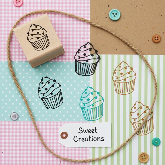 Cupcake Stamp - Mini Houten Art Stamp voor Ambacht Rubberstempel