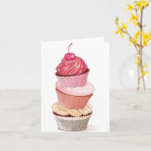 Cupcake Stapel Notitiekaarten (Gele Bloem)
