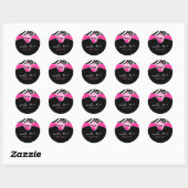 Cupcake Sticker Bakkerij Zebra Roze zwarte retro (Vel)