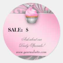 Cupcake Sticker Prijs Label Crown Classy Silver Pi