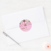 Cupcake Sticker Prijs Label Kroon Damast Roze (Envelop)