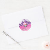 Cupcake Sticker Prijs Label Kroon Damast Roze Paar (Envelop)