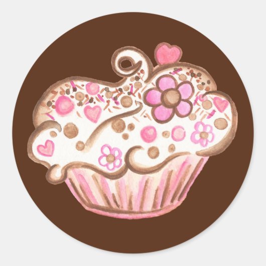 Cupcake-stickers Ronde Sticker (Voorkant)
