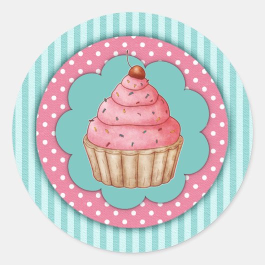 Cupcake-stickers Ronde Sticker (Voorkant)
