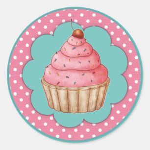 Cupcake-stickers Ronde Sticker