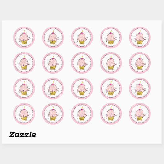 Cupcake-stickers Ronde Sticker (Vel)