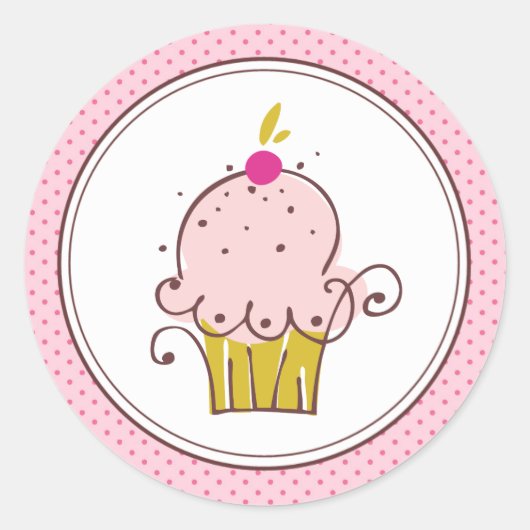 Cupcake-stickers Ronde Sticker (Voorkant)