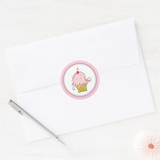 Cupcake-stickers Ronde Sticker (Envelop)