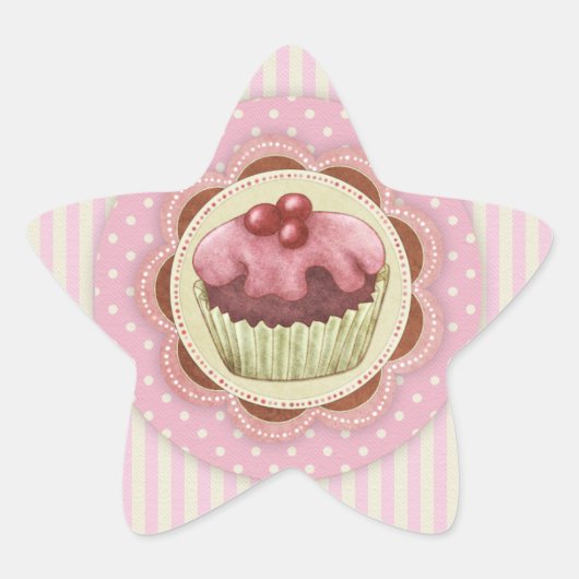 Cupcake-stickers Ster Sticker (Voorkant)