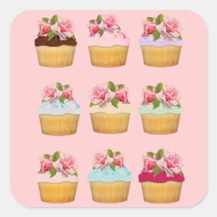 Cupcake-stickers Vierkante Sticker