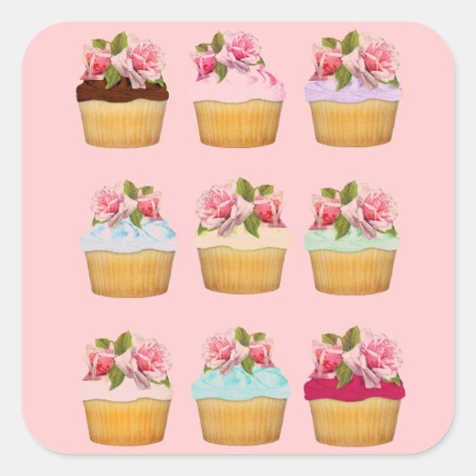 Cupcake-stickers Vierkante Sticker (Voorkant)