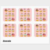 Cupcake-stickers Vierkante Sticker (Vel)