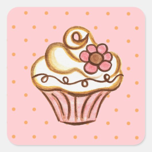 Cupcake-stickers Vierkante Sticker (Voorkant)