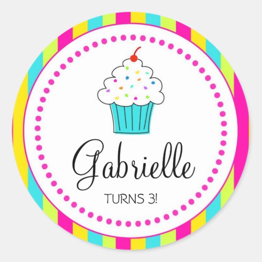 Cupcake Stickers, voor DYI cupcake toppers Ronde Sticker (Voorkant)