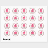 Cupcake Stippenpatroon Traditioneel Frame Bakkerij Ronde Sticker (Vel)