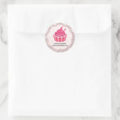 Cupcake Stippenpatroon Traditioneel Frame Bakkerij Ronde Sticker (Tas)