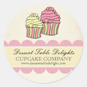 Cupcake Stripes Business Adverteren website Ronde Sticker