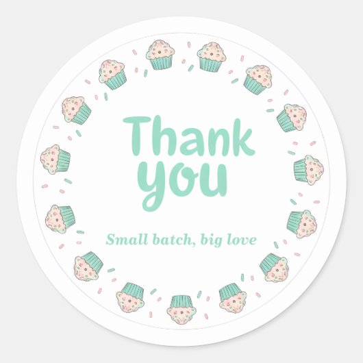 Cupcake Strooibaksel Bedankt Sticker (Voorkant)