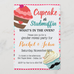 Cupcake Stud Muffin Cute Baby shower Custom RSVP Kaart
