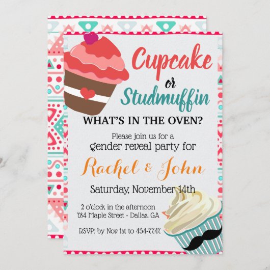 Cupcake Stud Muffin Schattige Baby shower Custom R Kaart (Voorkant / Achterkant)